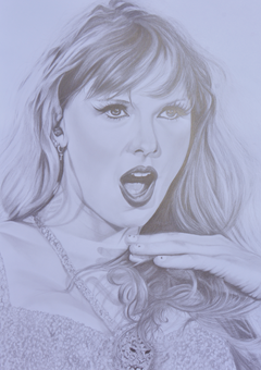 A detailed graphite portrait celebrating Taylor Swift, the global music icon whose storytelling, artistry, and reinvention have defined a generation. From her country roots in Pennsylvania to worldwide superstardom, she has captivated millions with her lyrical honesty, genre-spanning creativity, and powerful connection to her fans — a legacy still unfolding on the world stage.
